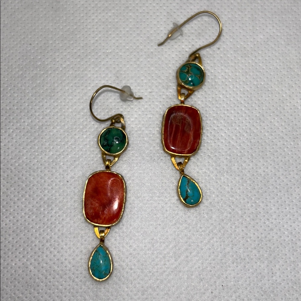 NWOT Designer Studio Barse Genuine Multi Gemstone Dangle Earrings - Picture 2 of 7